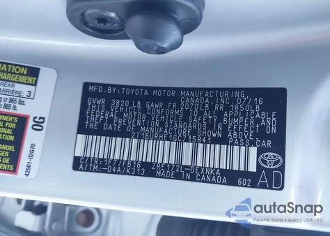 2016 Toyota Corolla Le from USA, damaged, VIN 2T1BURHE1GC715841